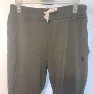 Green Polo sweatpants. Drawstring waist and ankles
